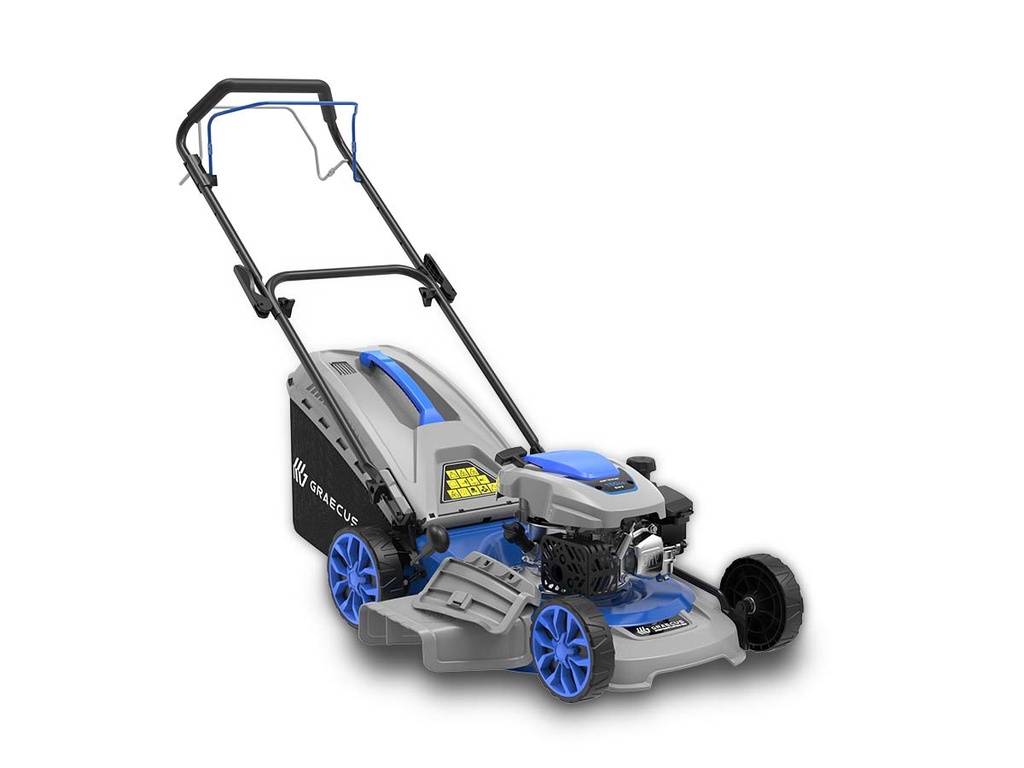 [10000799] Mașină de tuns iarba cu propulsie proprie | Lățime de tăiere 46 cm | 4 moduri de tăiere: colectare, împrăștiere, lansare laterală și lansare din spate | Motor 150 cc, 5 CP | DREPANUS LM46S 4in1DREPANUS
