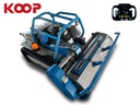 Destramător telecomandat cu lăţime de lucru de 100 cm pentru tăierea ierbii și ramurilor, hibrid, pe șenile, control radio la o distanţă de până la 150 m, motor diesel de 12 CP, RSC100 PRO Hybrid Koop