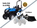 Tractor mic cu reversă | Mini echipament pentru viticultură și pomi fructiferi | Motor Mitsubishi | SOLIS – YANMAR S26 9+9 PRO, combinat cu cupă frontală FL400pro