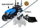 Tractor compact | Mini echipament pentru viticultură și pomi fructiferi | Motor Mitsubishi | SOLIS - YANMAR H26HST, combinat cu cupă frontală FL400pro