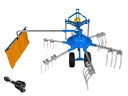 Culegător de iarbă de tip elicopter, proiectat pentru deschidere, amestecare și colectare a ierbii înainte de presare.