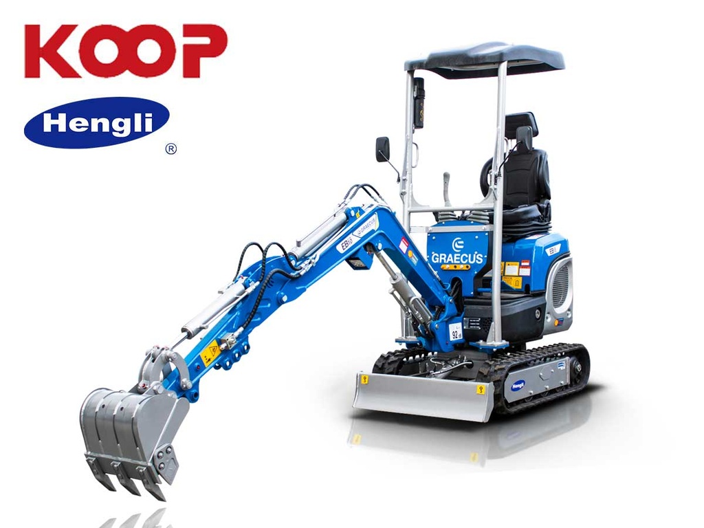 [10000406] Excavator mic pe șenile 1T, Diesel, cu rotație braț și linie ciocan EB10-BOOM
