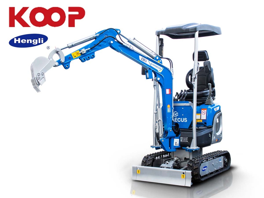 [10000408] Excavator cu șenile mici, 1T, diesel, cu rotire a brațului, șenile retractabile, manete laterale de control și linie de ciocan EB10-PRO.