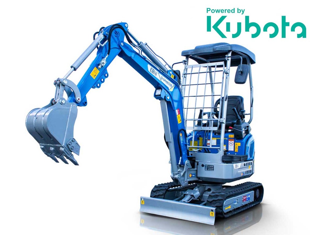 [10000654] Miniexcavator 1.6T, Kubota Diesel, cu rotație braț, manete laterale de comandă și linie de ciocan EB16-ADVANCED