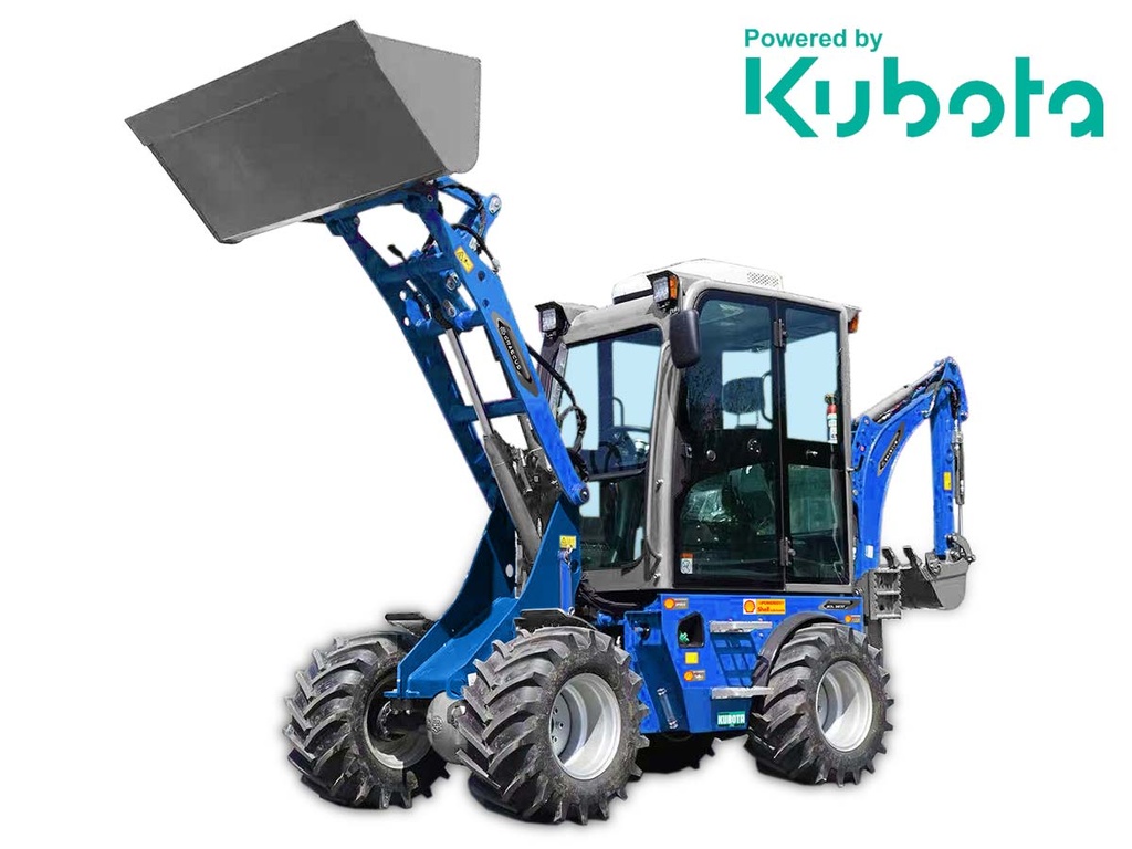 Mini încărcător cu roți și spărgător de gheață 4x4 4WD | Cabină cu aer condiționat | Pozitie rotativă a operatorului de 180° cu joystick-uri integrate | Kubota | BLD3200 CAB