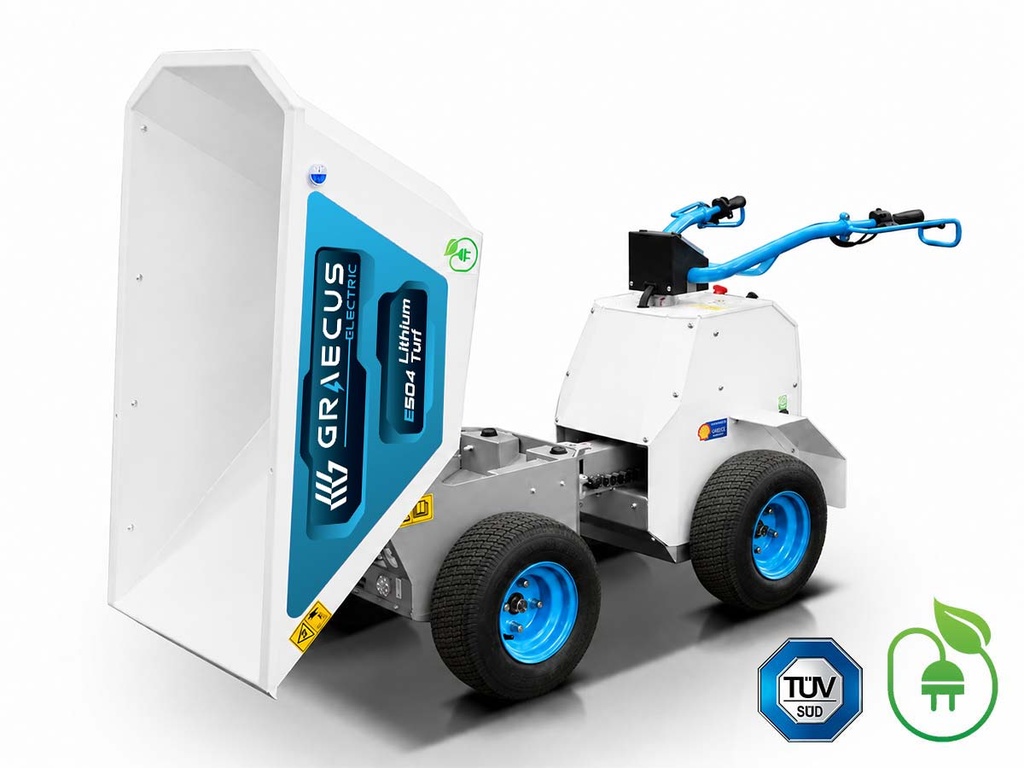 [10001005] Mini dumper electric articulat | 4×4 4WD | Capacitate de încărcare utilă 500 kg | Putere motor 3000W/48V | Baterie litiu 48V 32Ah | Basculare electrică | Anvelope gazon
