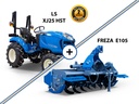 Tractor de viță-de-vie și pompa de frunziș LS XJ25HST cu motor diesel de 30 CP, 4x4, 1318 cc, 3 cilindri, combinat cu graecus FREZA E105.