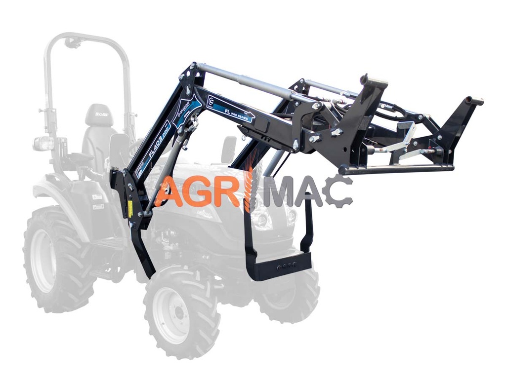 [10000903] Încărcător FL383 Pro cu aliniere automată a cupelori, capacitate de ridicare 380 kg, înălțime de ridicare 1850 mm, cuplaj rapid Eurohitch.