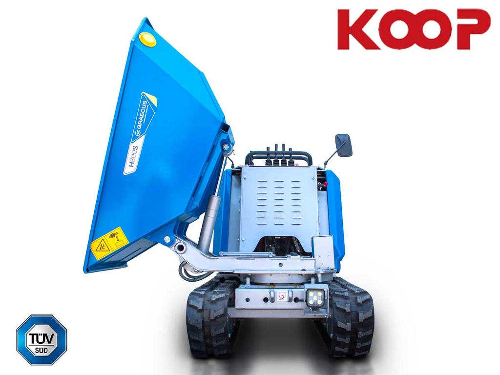 [10000651] Dumper hidrostatic cu descărcare laterală hidraulică, platformă operator 800kg Diesel KOOP H800S
